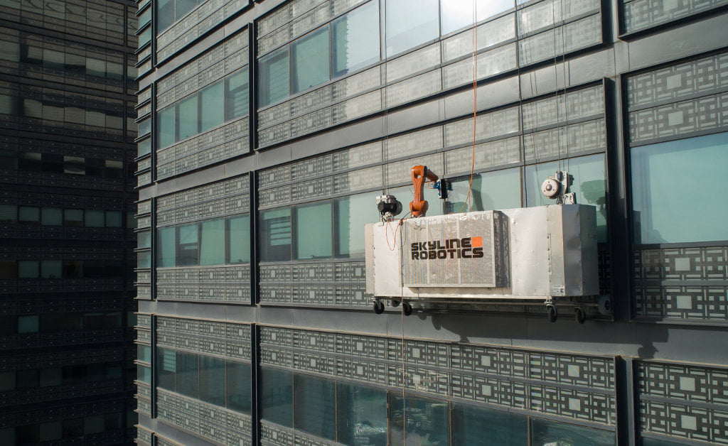 Skyline Robotics High Rise Window Cleaning Robot Working