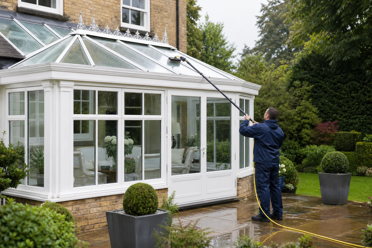 Professional conservatory roof and glass cleaning at a London home