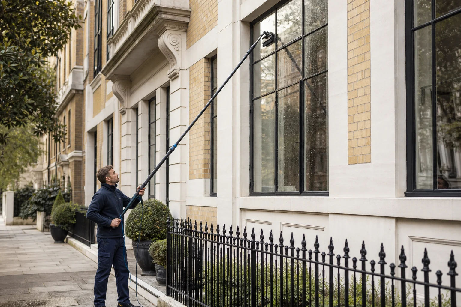 Professional window cleaning at a London mansion-block flat